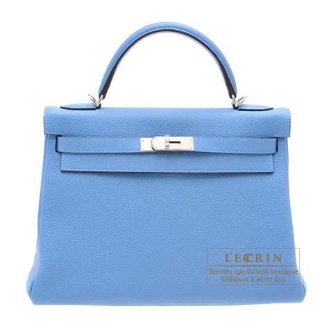 Hermès Kelly 32 Clemence Blue Paradise 